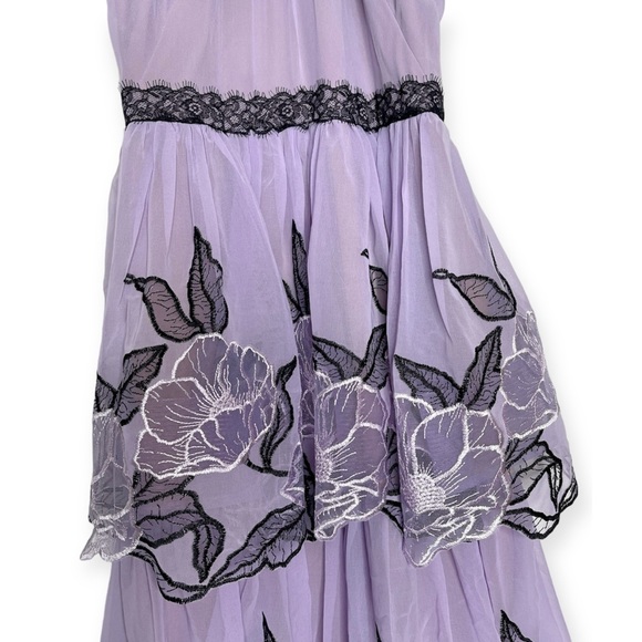 Marchesa Notte Floral Embroidered Chiffon Tulle Gown, NWT - Picture 5 of 15